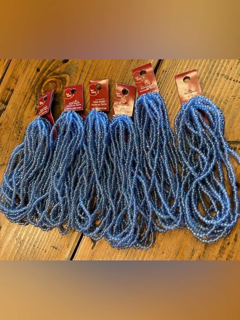 Bead landing glass seed beads 6/0 blue AB finish new